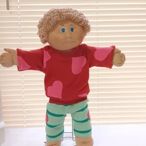 Red and Pink Heart Cabbage Patch Doll Outfit ONLY